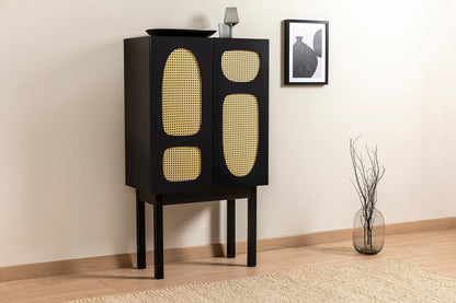 Ψηλό Ντουλάπι Μπουφές Κονσόλα Ντουλάπι με Συρτάρι Boho Μαύρο 141HWR1116