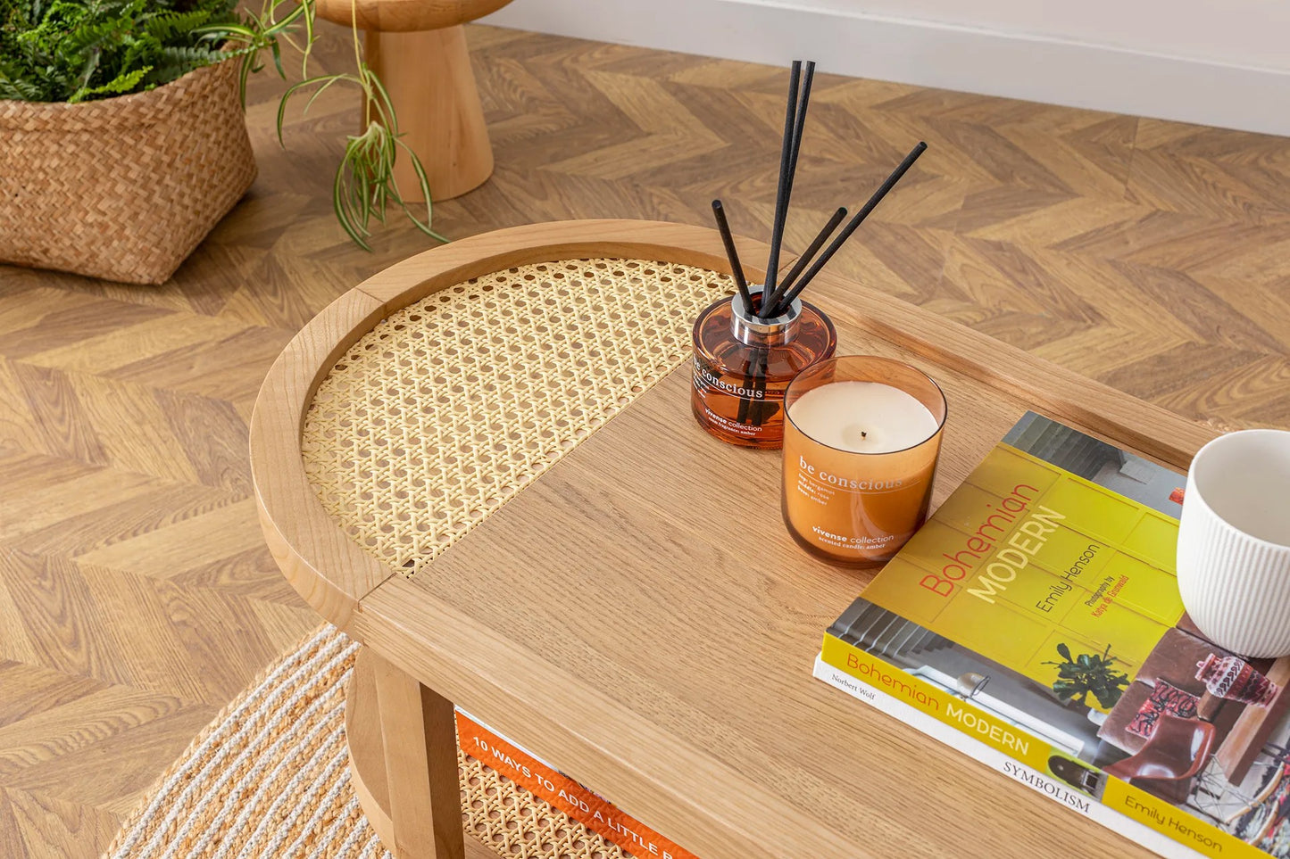 Τραπεζάκι Σαλονιού Καθιστικού Boho Φυσικό Χρώμα 141HWR1118