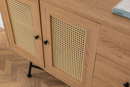 Κονσόλα Εισόδου Μπουφές Boho Με Συρτάρια και Ντουλάπι Φυσικό Χρώμα 120x90x40 εκ 141HWR1125
