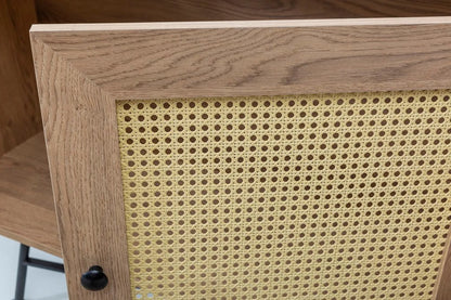 Κονσόλα Εισόδου Μπουφές Boho Με Συρτάρια και Ντουλάπι Φυσικό και Μαύρο Χρώμα 160x90x40 εκ