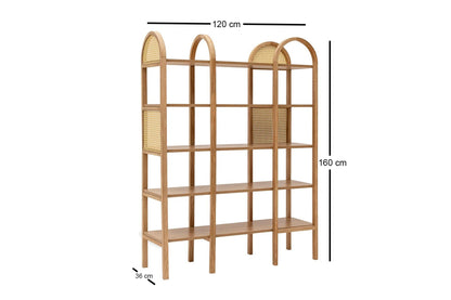 Μεγάλη Βιβλιοθήκη Ράφι Boho για Σαλόνι Γραφείο Χρώμα Φυσικό 160x120x36 εκ 141HWR1130