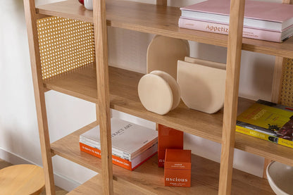 Μεγάλη Βιβλιοθήκη Ράφι Boho για Σαλόνι Γραφείο Χρώμα Φυσικό 160x120x36 εκ 141HWR1130