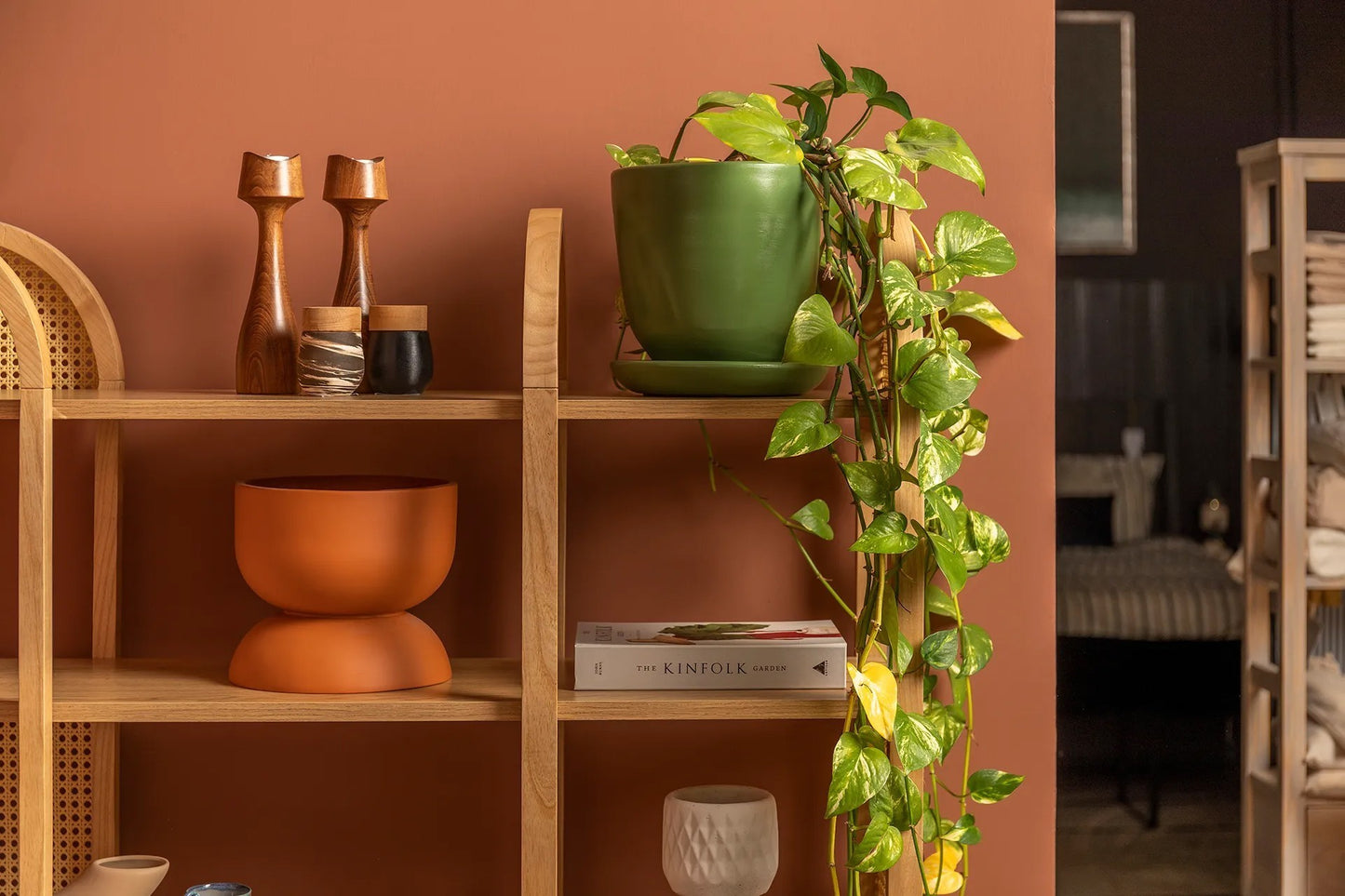 Μεγάλη Βιβλιοθήκη Ράφι Boho για Σαλόνι Γραφείο Χρώμα Φυσικό 160x120x36 εκ 141HWR1130