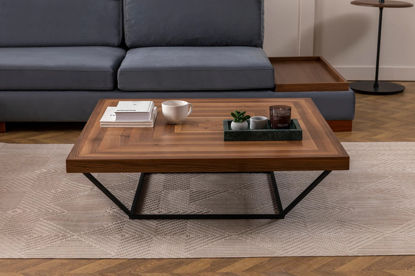 Τραπεζάκι Σαλονιού Μεγάλο Τετράγωνο 100x100x32 εκ Μοντέρνο Τραπέζι Καναπέ 141HWR1131