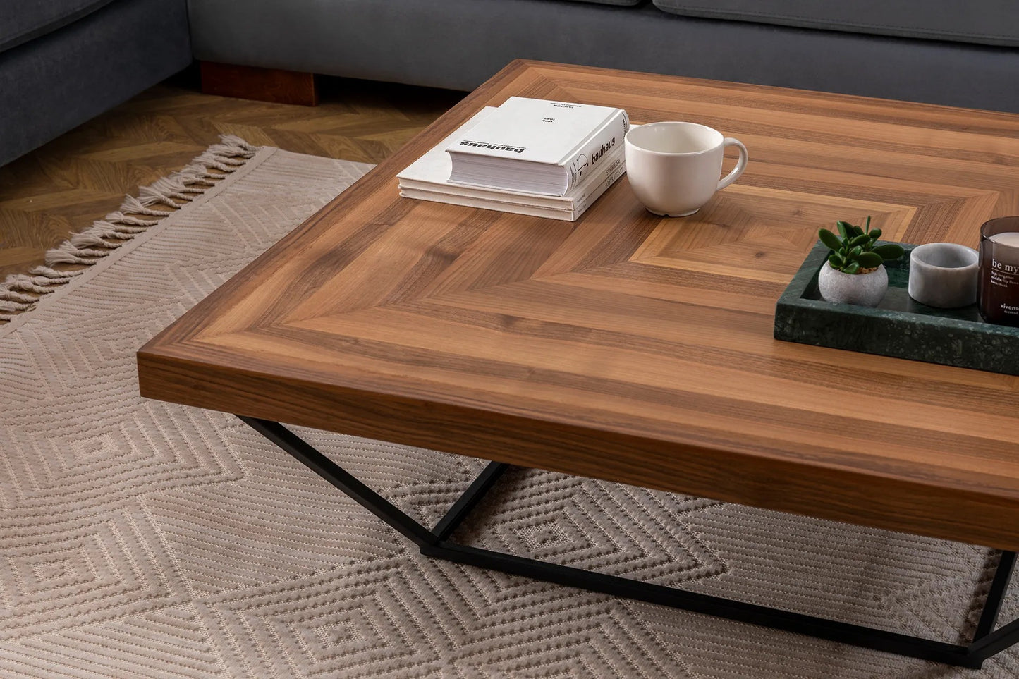 Τραπεζάκι Σαλονιού Μεγάλο Τετράγωνο 100x100x32 εκ Μοντέρνο Τραπέζι Καναπέ 141HWR1131