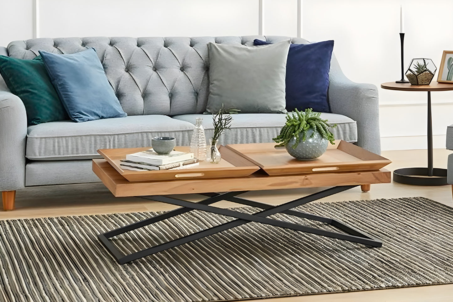 Μεγάλο Τραπεζάκι Σαλονιού Καθιστικού 120x60x42 εκ Χρώμα Καρυδιάς 141HWR1132