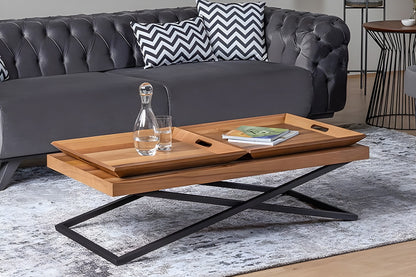 Μεγάλο Τραπεζάκι Σαλονιού Καθιστικού 120x60x42 εκ Χρώμα Καρυδιάς 141HWR1132