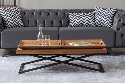 Μεγάλο Τραπεζάκι Σαλονιού Καθιστικού 120x60x42 εκ Χρώμα Καρυδιάς 141HWR1132