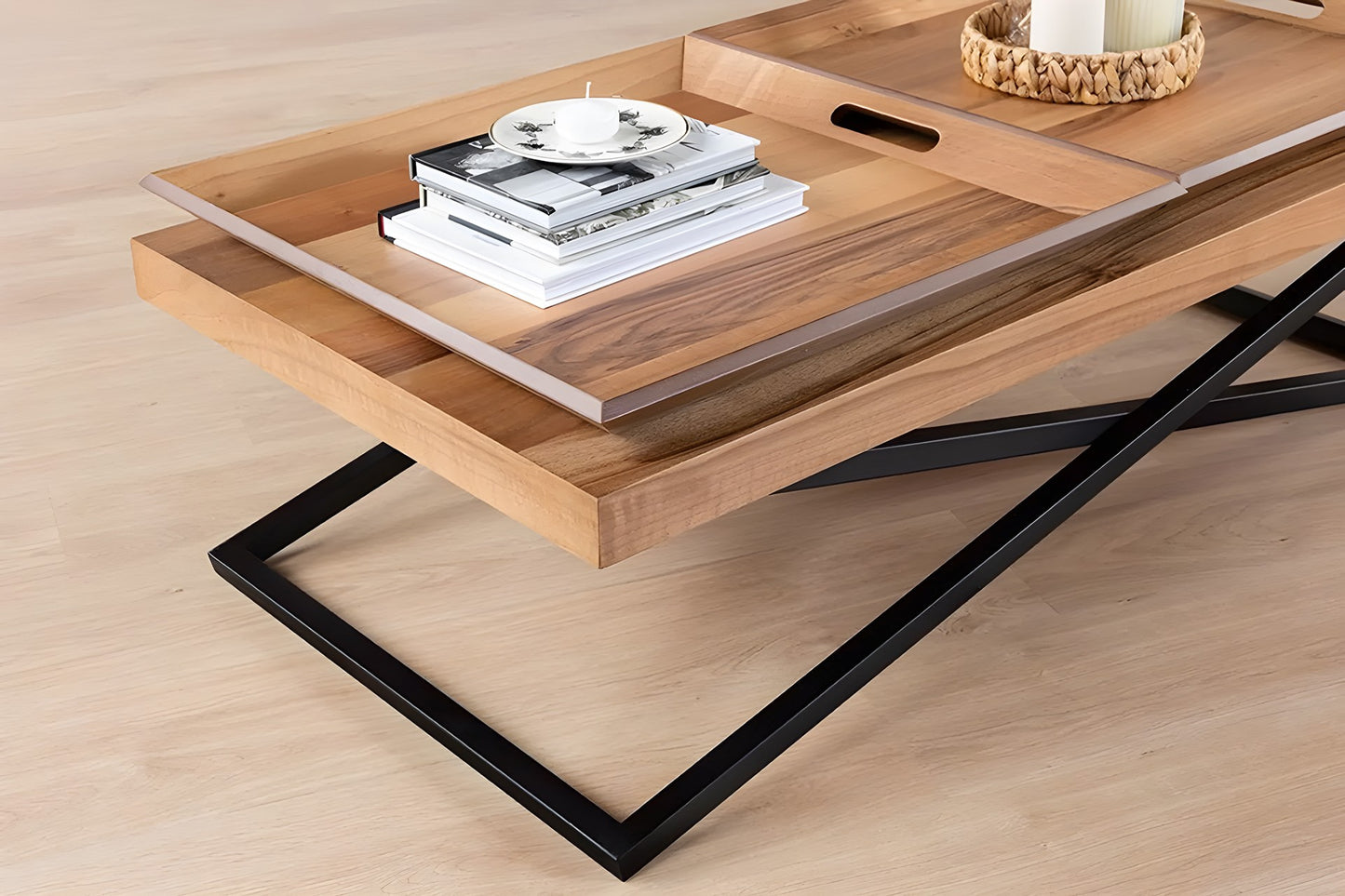 Μεγάλο Τραπεζάκι Σαλονιού Καθιστικού 120x60x42 εκ Χρώμα Καρυδιάς 141HWR1132