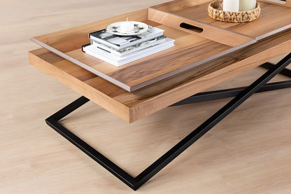 Μεγάλο Τραπεζάκι Σαλονιού Καθιστικού 120x60x42 εκ Χρώμα Καρυδιάς 141HWR1132