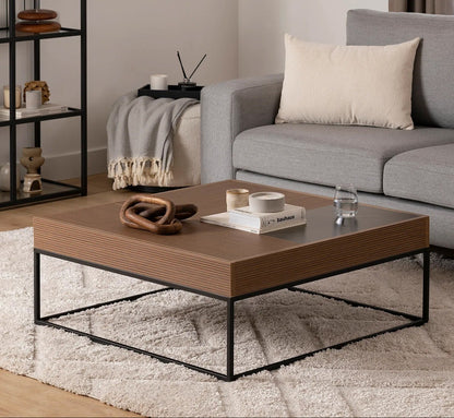 Τραπεζάκι Σαλονιού Τετράγωνο 90x90x37 εκ Μοντέρνο Χρώμα Καρυδιά 141HWR1147