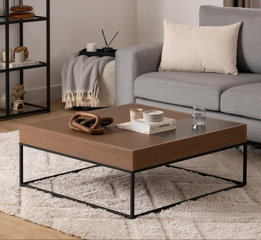 Τραπεζάκι Σαλονιού Τετράγωνο 90x90x37 εκ Μοντέρνο Χρώμα Καρυδιά 141HWR1147