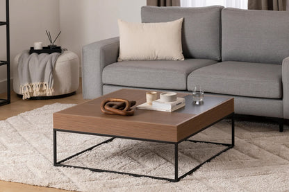 Τραπεζάκι Σαλονιού Τετράγωνο 90x90x37 εκ Μοντέρνο Χρώμα Καρυδιά 141HWR1147