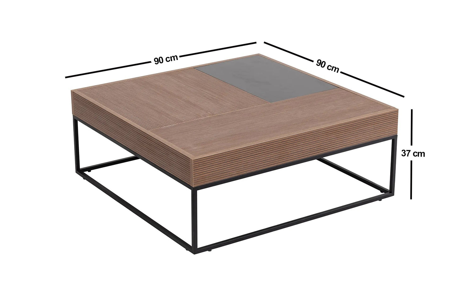 Τραπεζάκι Σαλονιού Τετράγωνο 90x90x37 εκ Μοντέρνο Χρώμα Καρυδιά 141HWR1147