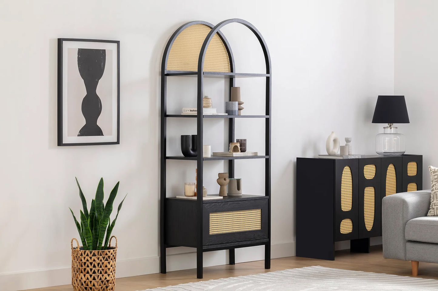 Ψηλό Boho Ράφι Βιβλιοθήκη για Σαλόνι Υπνοδωμάτιο Μπάνιο σε 2 Χρωματισμούς 141HWR1129