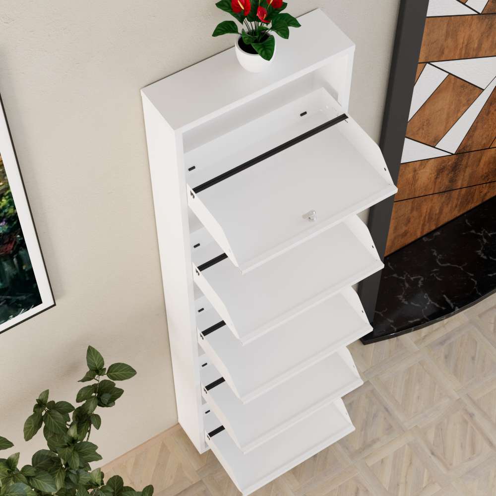 Παπουτσοθήκη Ντουλάπι Αποθήκευσης Παπουτσιών 52x173x17,5 εκ. Λευκό | 159ORN1117