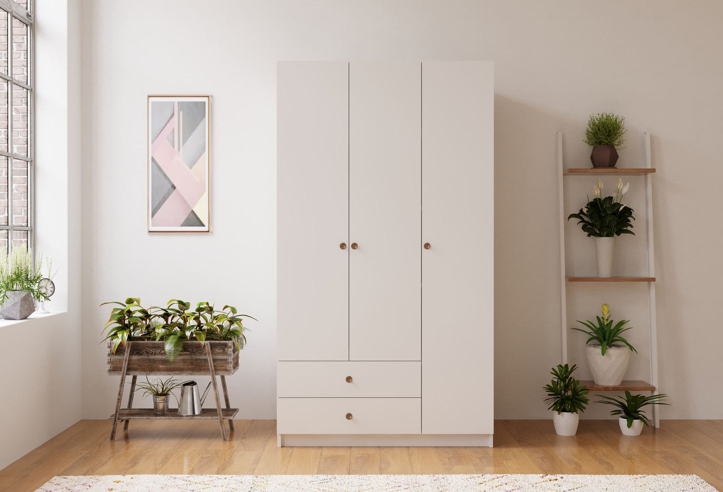 Ντουλάπα 90x180x45 εκ Ματ Λευκό 167RAB1101