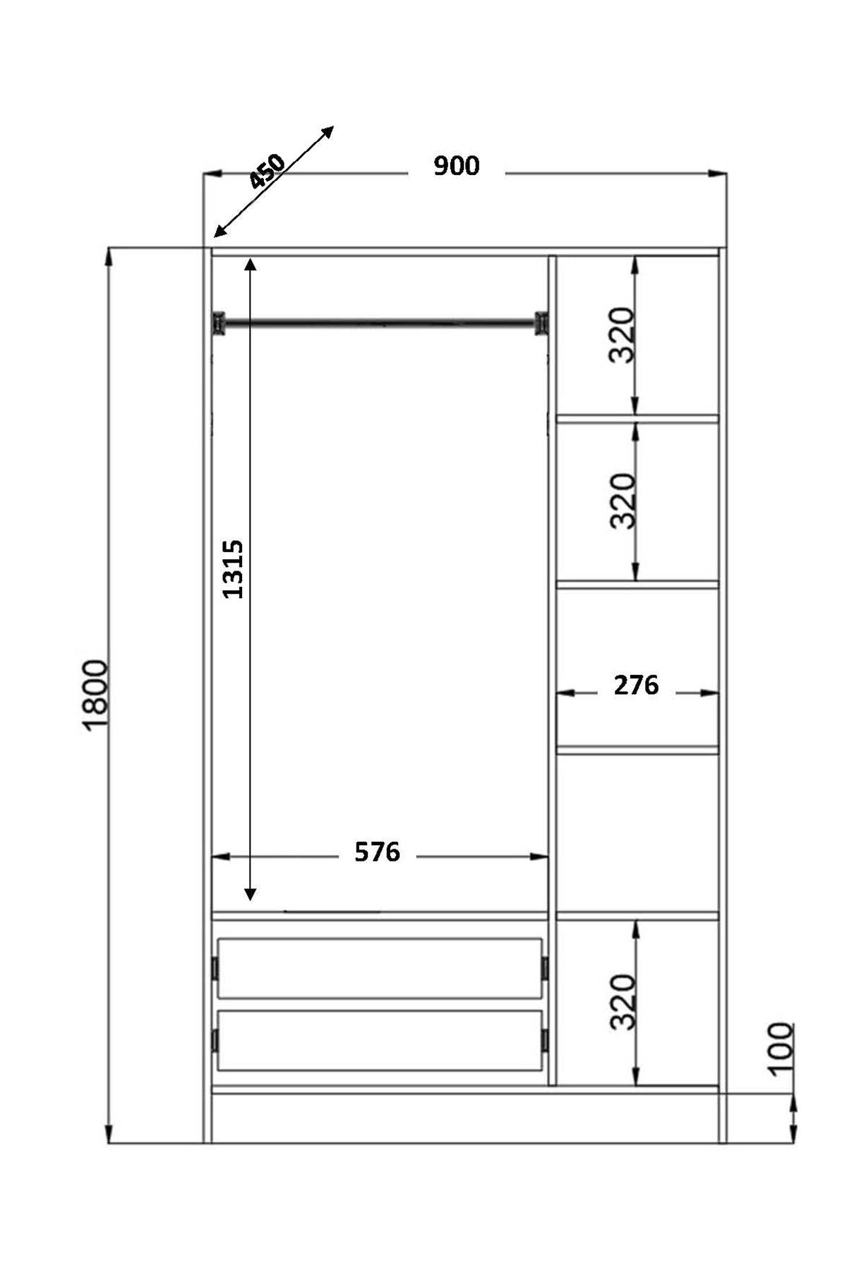 Ντουλάπα 90x180x45 εκ Ματ Λευκό 167RAB1101