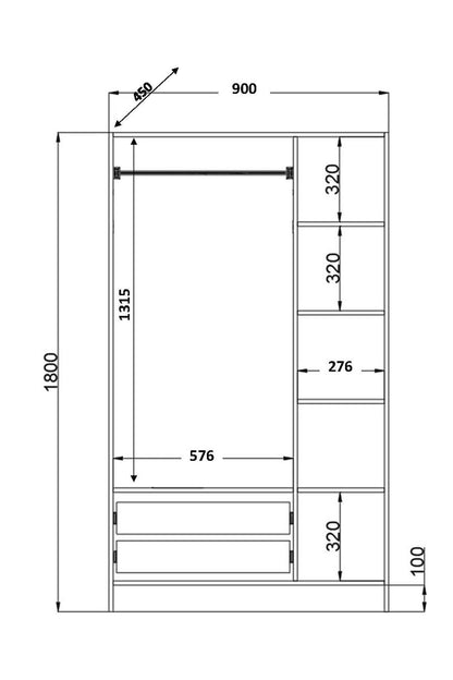 Ντουλάπα 90x180x45 εκ Ματ Λευκό 167RAB1101