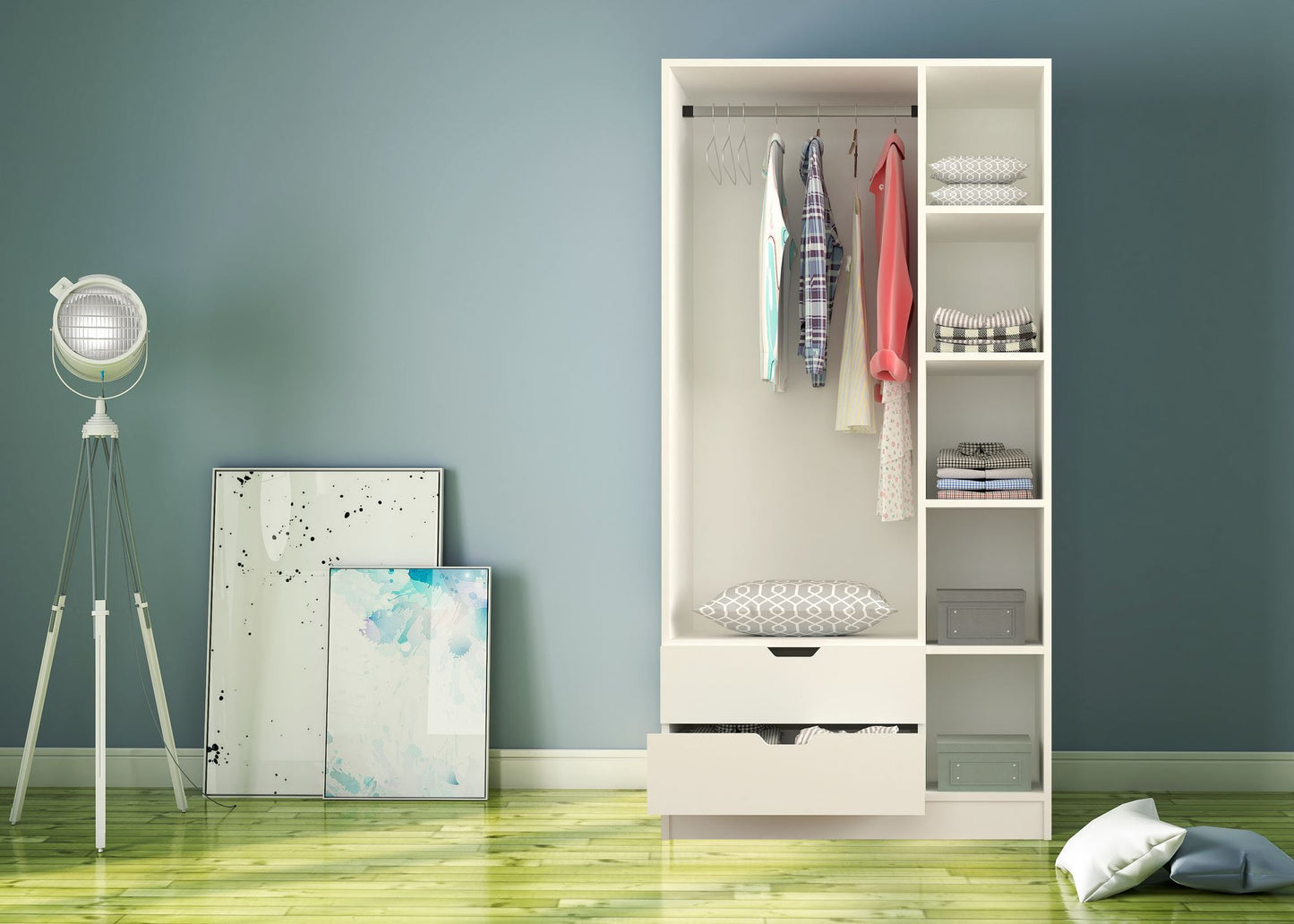 Ντουλάπα 90x180x45 εκ Ματ Λευκό 167RAB1103