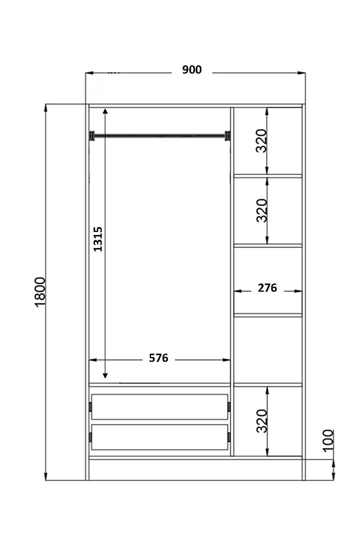 Ντουλάπα 90x180x45 εκ Ματ Λευκό 167RAB1103