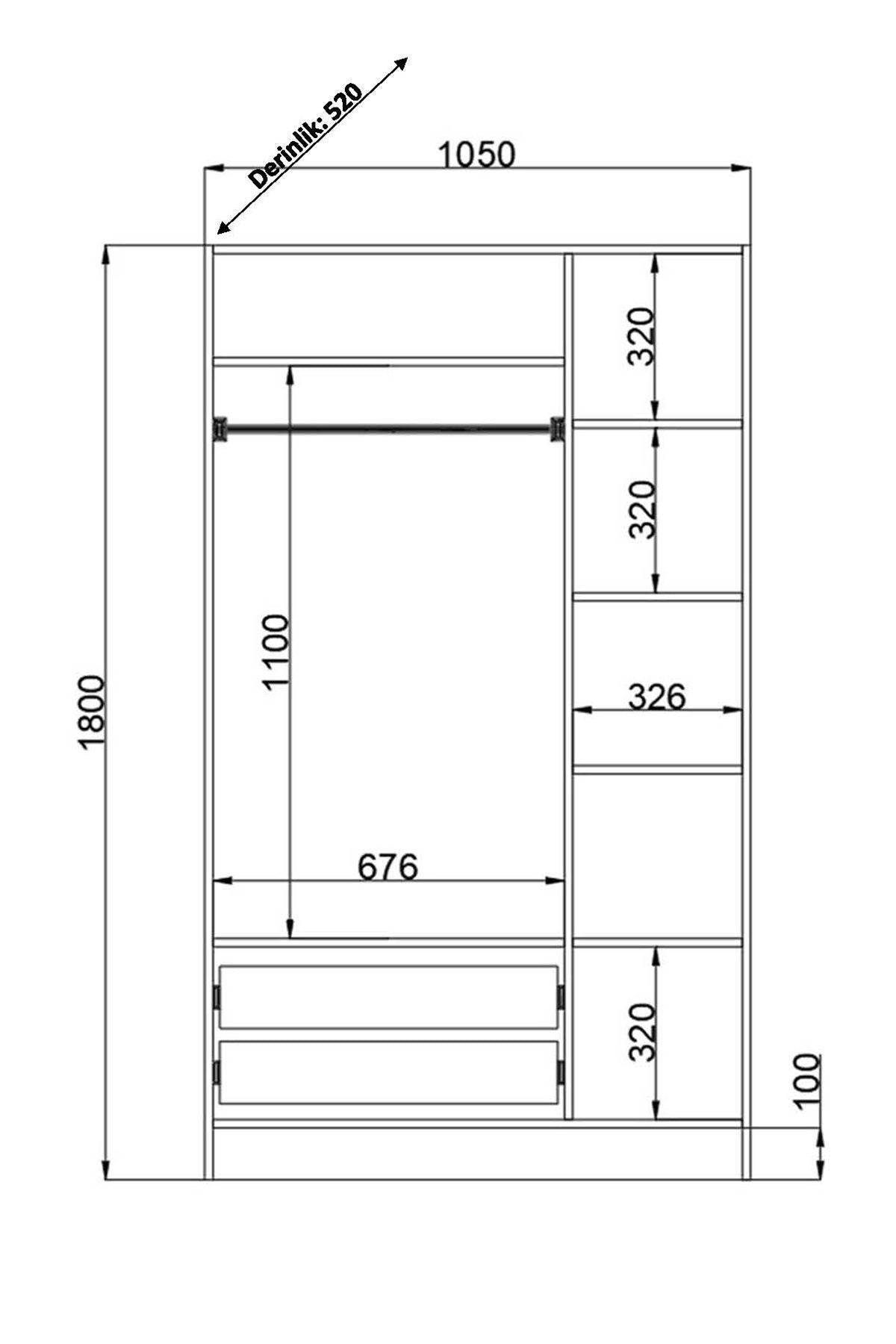 Ντουλάπα 105x180x52 εκ Ματ Λευκό 167RAB1107