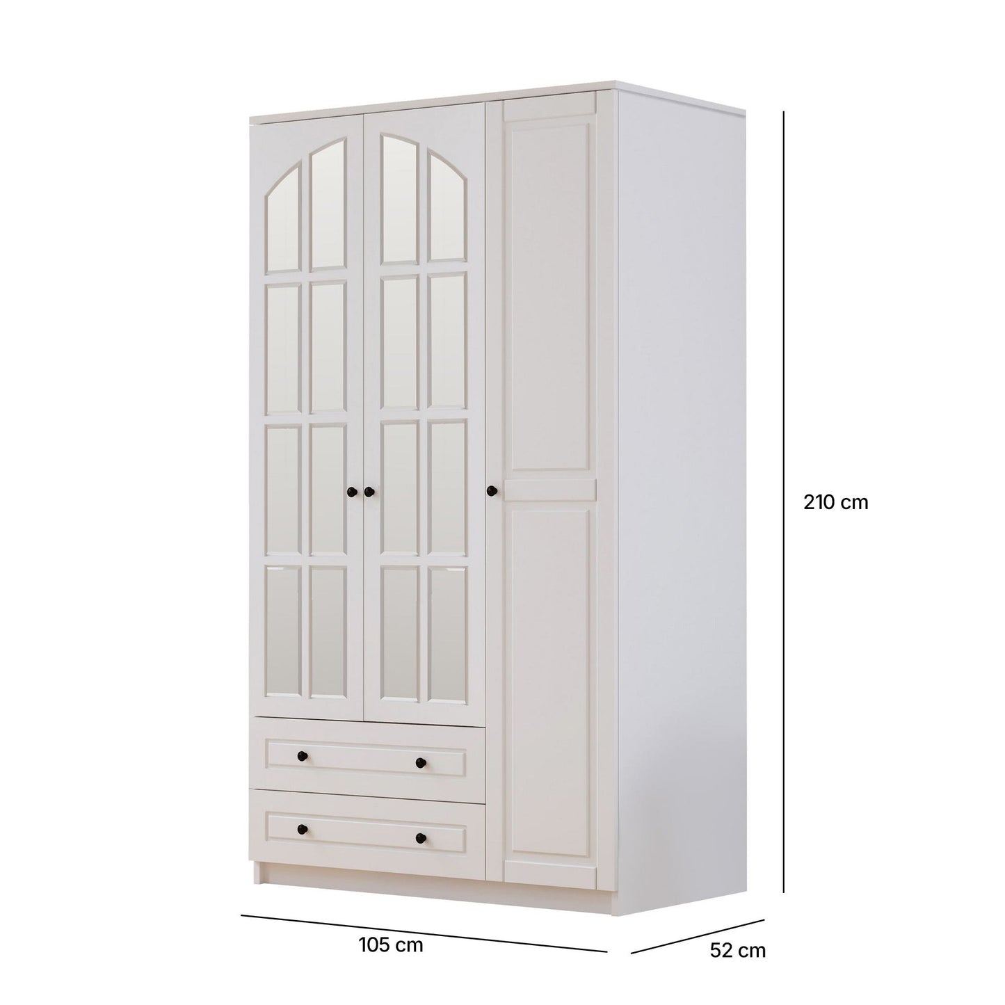 Ντουλάπα 105x210x52 εκ Ματ Λευκό 167RAB1108