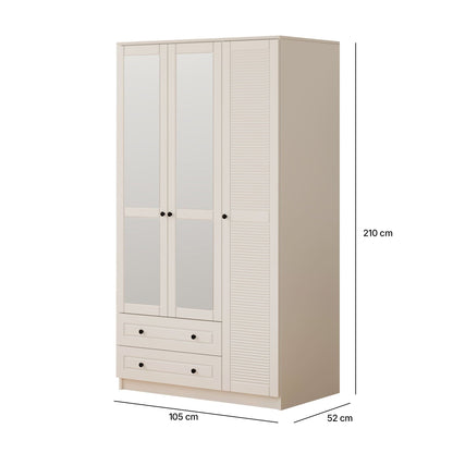 Ντουλάπα 105x210x52 εκ Ματ Λευκό 167RAB1110