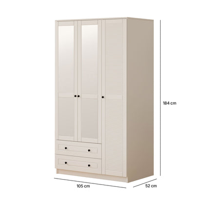 Ντουλάπα 105x184x52 εκ Ματ Λευκό 167RAB1111