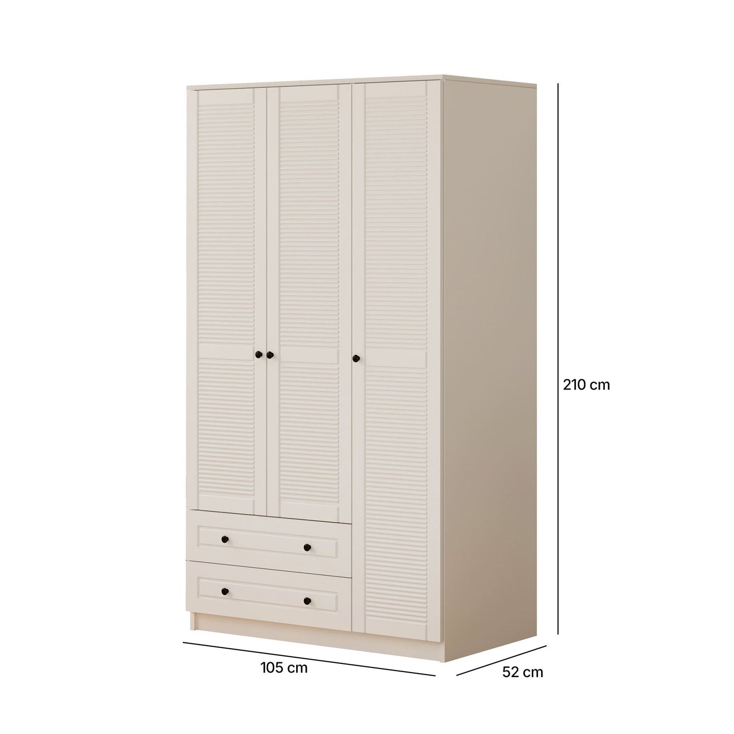 Ντουλάπα 105x210x52 εκ Ματ Λευκό 167RAB1113