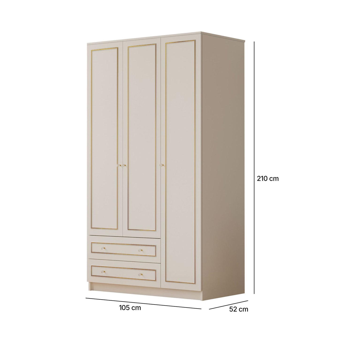 Ντουλάπα 105x210x52 εκ Ματ Λευκό 167RAB1117