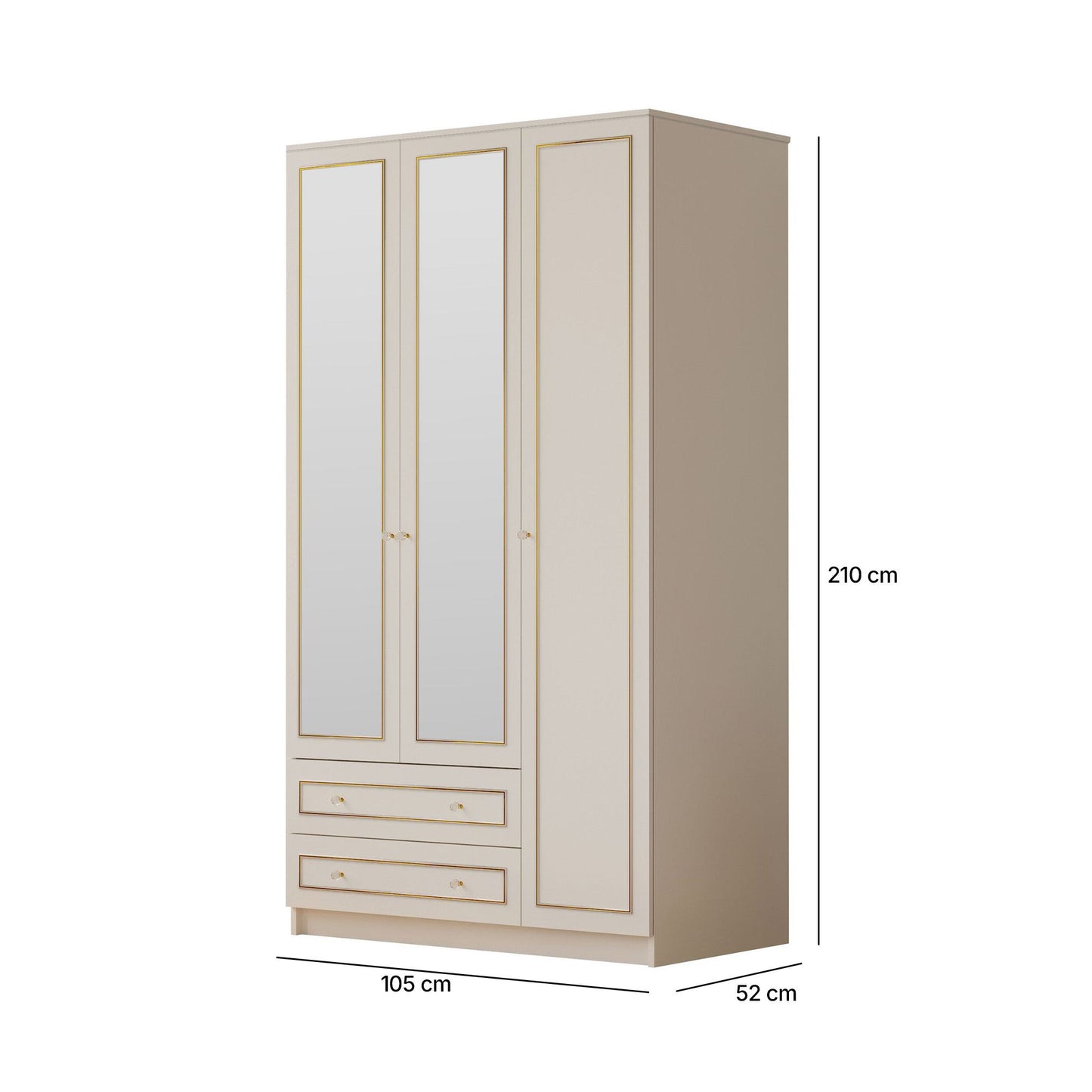 Ντουλάπα 105x210x52 εκ Ματ Λευκό 167RAB1119