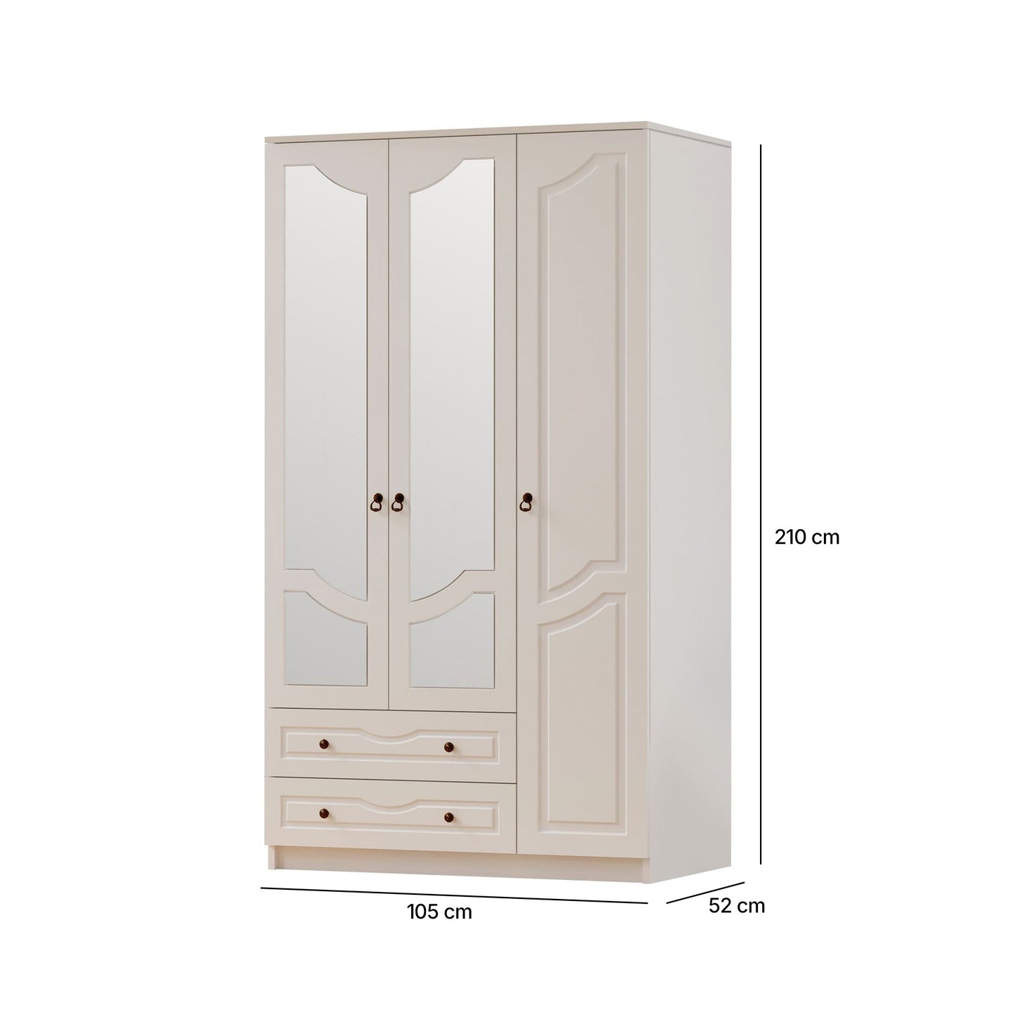 Ντουλάπα 105x210x52 εκ Ματ Λευκό 167RAB1121