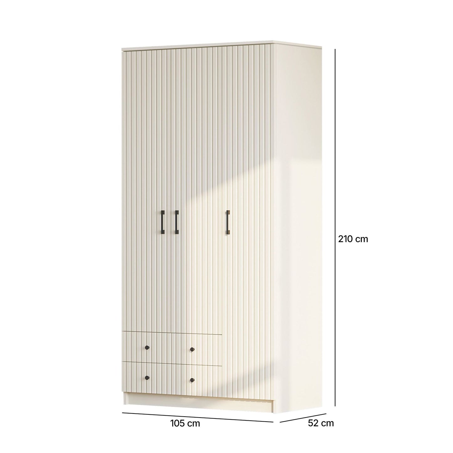Ντουλάπα 105x210x52 εκ Ματ Λευκό 167RAB1122