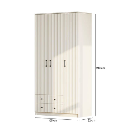 Ντουλάπα 105x210x52 εκ Ματ Λευκό 167RAB1122