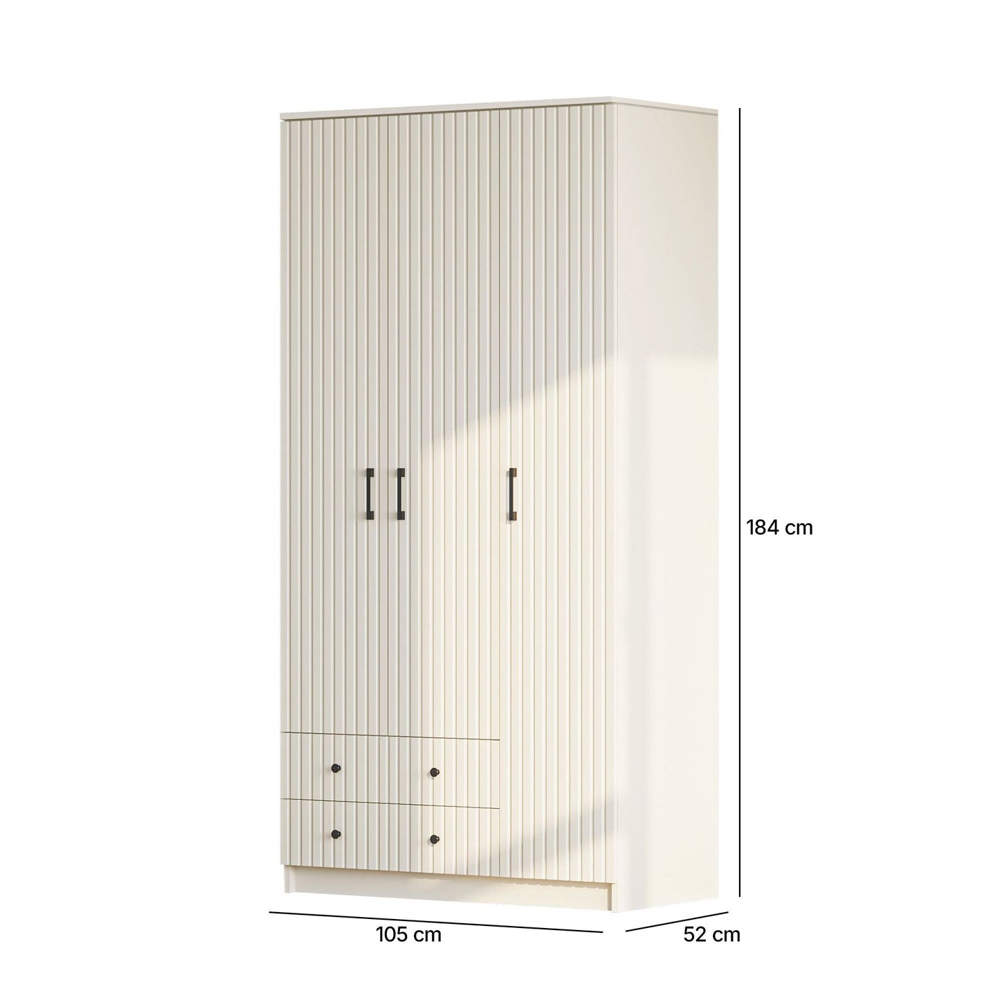 Ντουλάπα 105x184x52 εκ Ματ Λευκό 167RAB1123