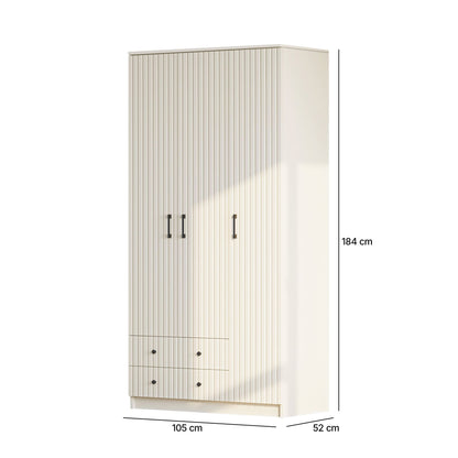 Ντουλάπα 105x184x52 εκ Ματ Λευκό 167RAB1123