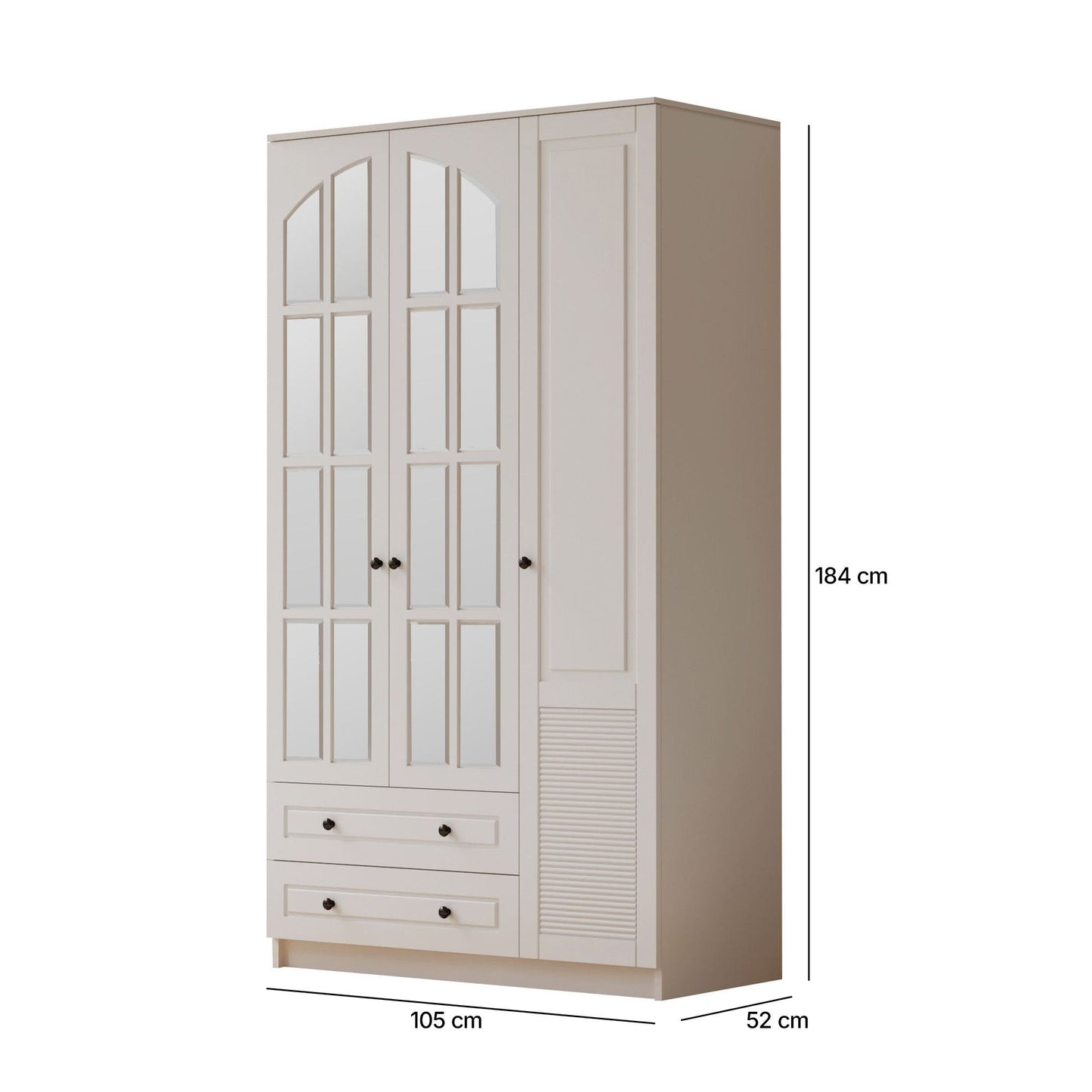 Ντουλάπα 105x184x52 εκ Ματ Λευκό 167RAB1124
