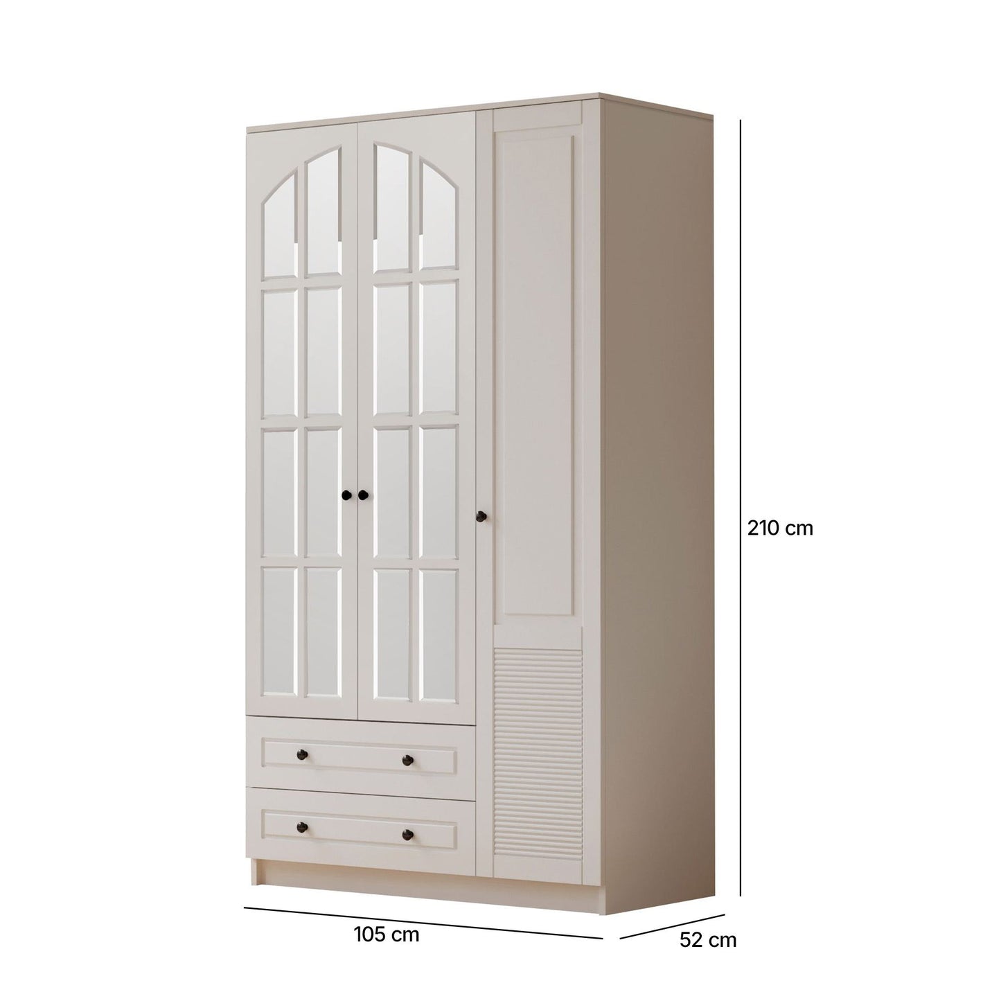 Ντουλάπα 105x210x52 εκ Ματ Λευκό 167RAB1125