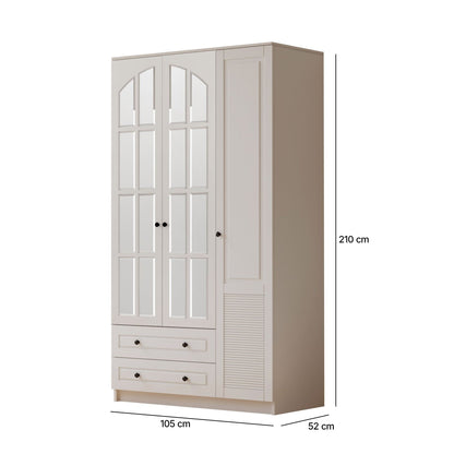 Ντουλάπα 105x210x52 εκ Ματ Λευκό 167RAB1125