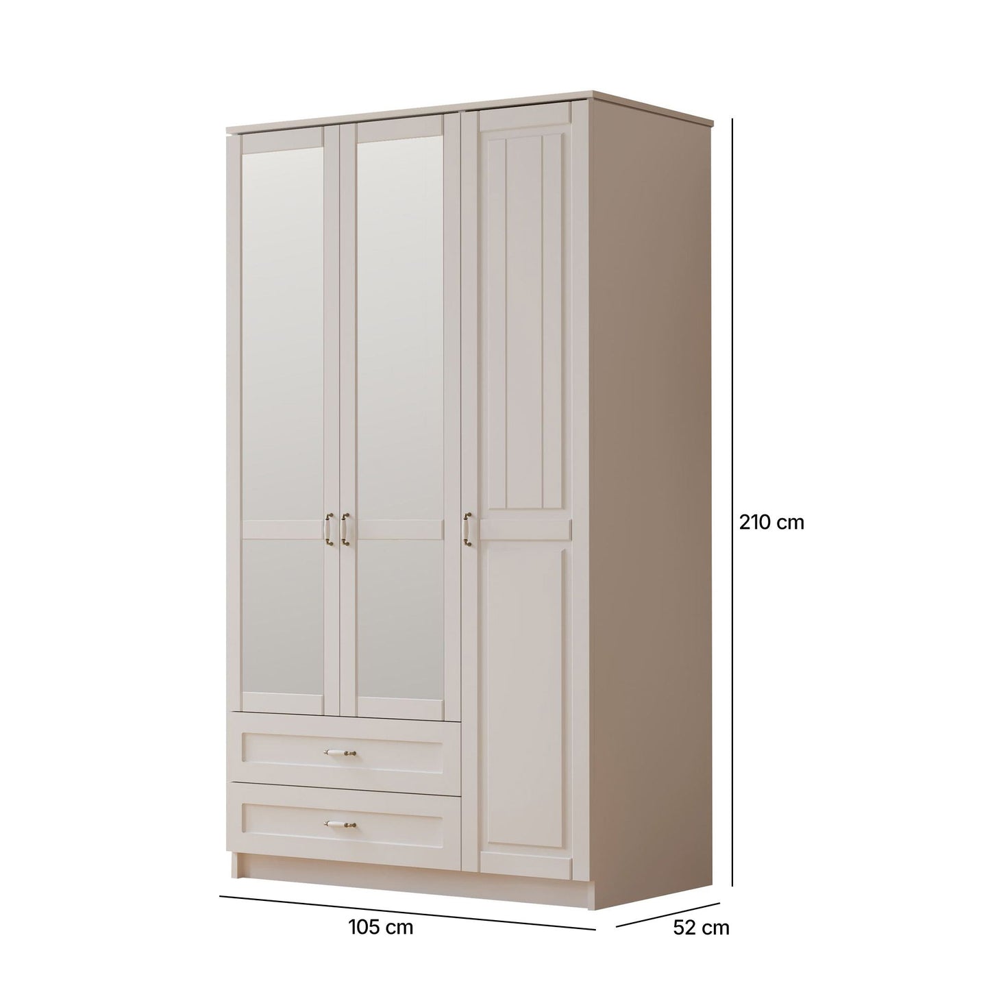 Ντουλάπα 105x210x52 εκ Ματ Λευκό 167RAB1126