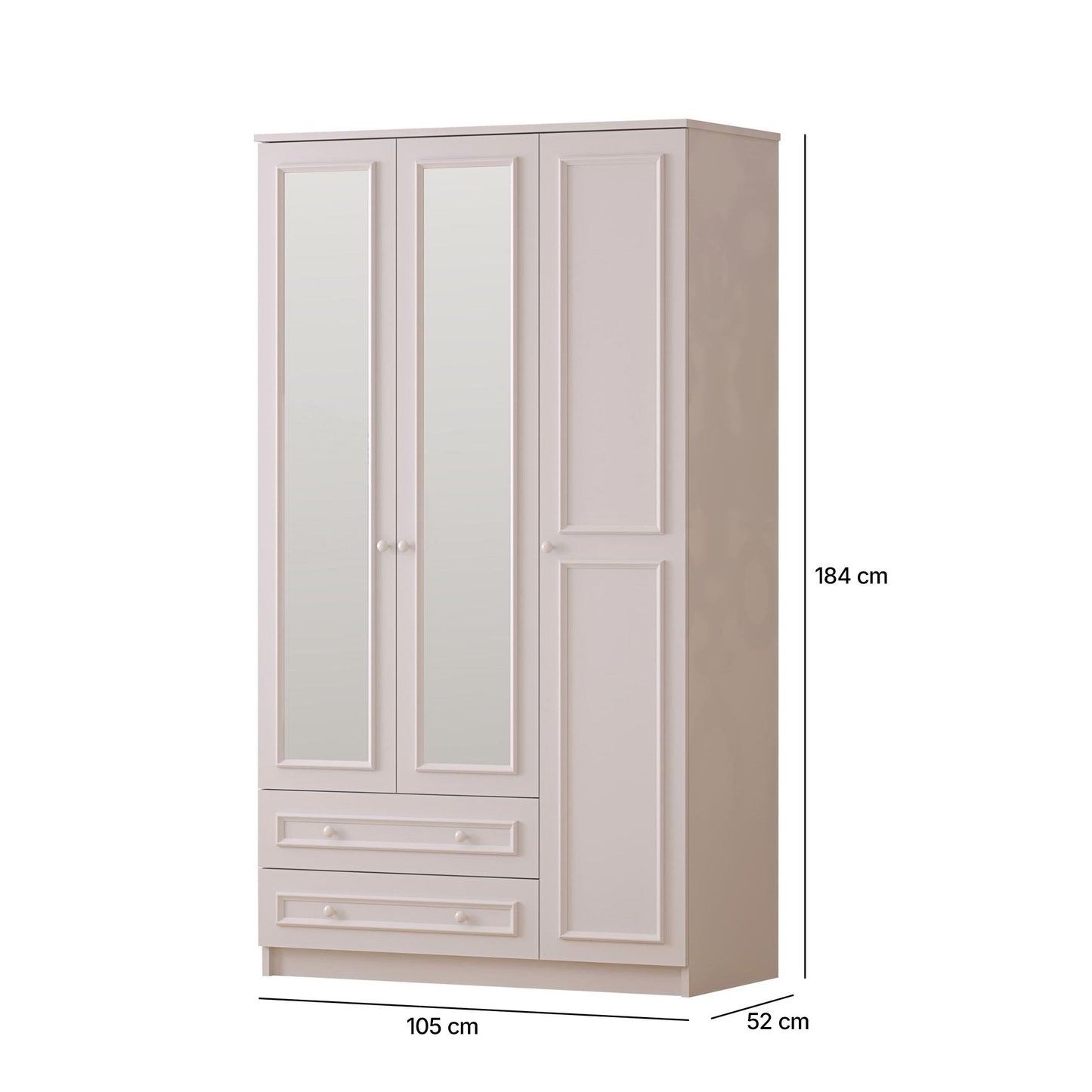 Ντουλάπα 105x182x52 εκ Ματ Λευκό 167RAB1129