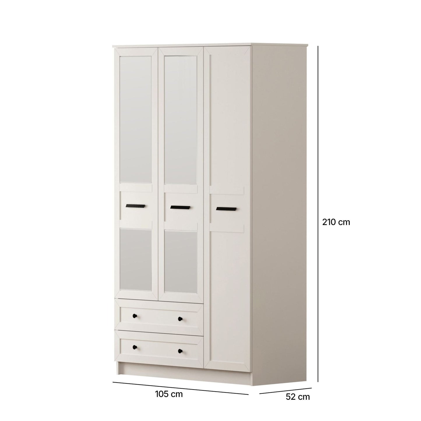 Ντουλάπα 105x210x52 εκ Ματ Λευκό 167RAB1132
