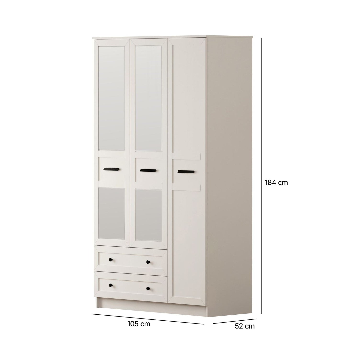 Ντουλάπα 105x184x52 εκ Ματ Λευκό 167RAB1133