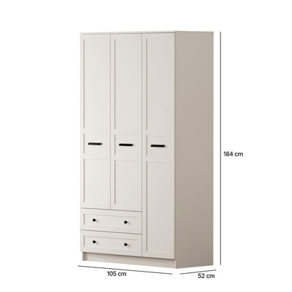 Ντουλάπα 105x184x52 εκ Ματ Λευκό 167RAB1134