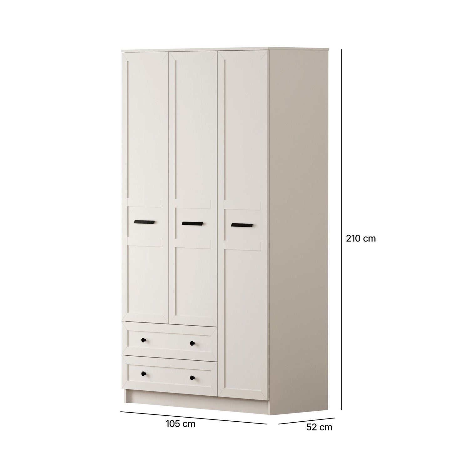 Ντουλάπα 105x210x52 εκ Ματ Λευκό 167RAB1135