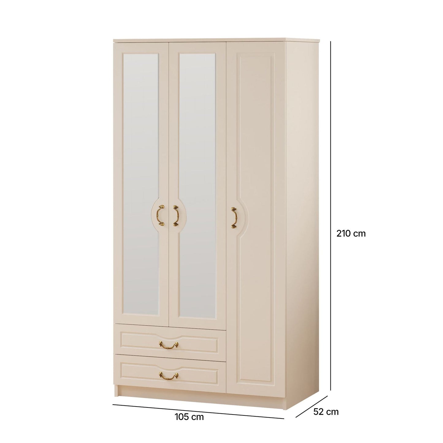 Ντουλάπα 105x210x52 εκ Ματ Λευκό 167RAB1136