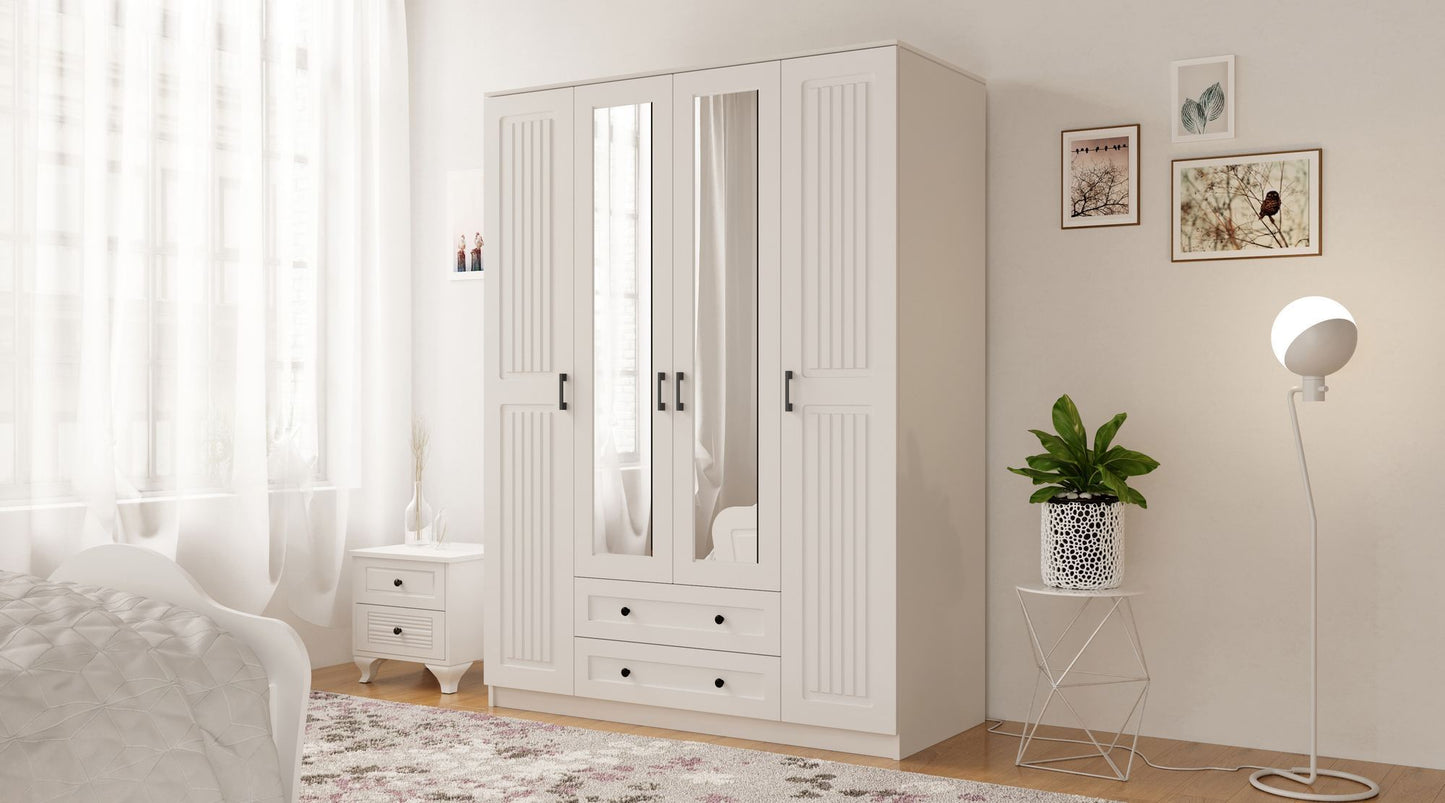 Ντουλάπα 140x184x52 εκ Ματ Λευκό 167RAB1147