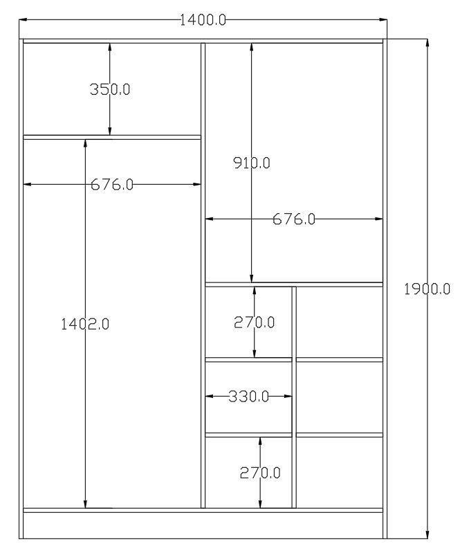 Ντουλάπα 140x190x56 εκ Ματ Λευκό 167RAB1153