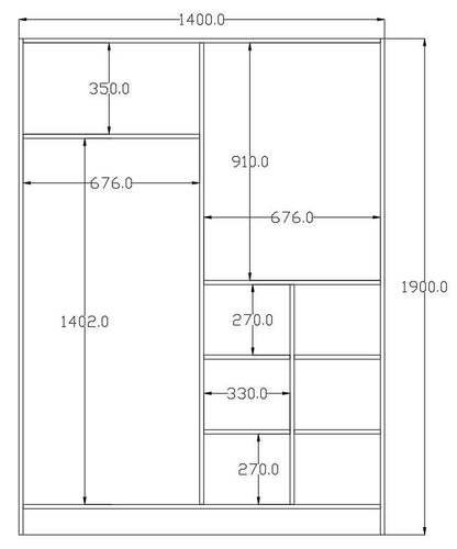 Ντουλάπα 140x190x56 εκ Ματ Λευκό 167RAB1153